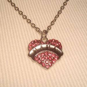 Beautiful!! Heart Necklace Pink Rhinestones NANA